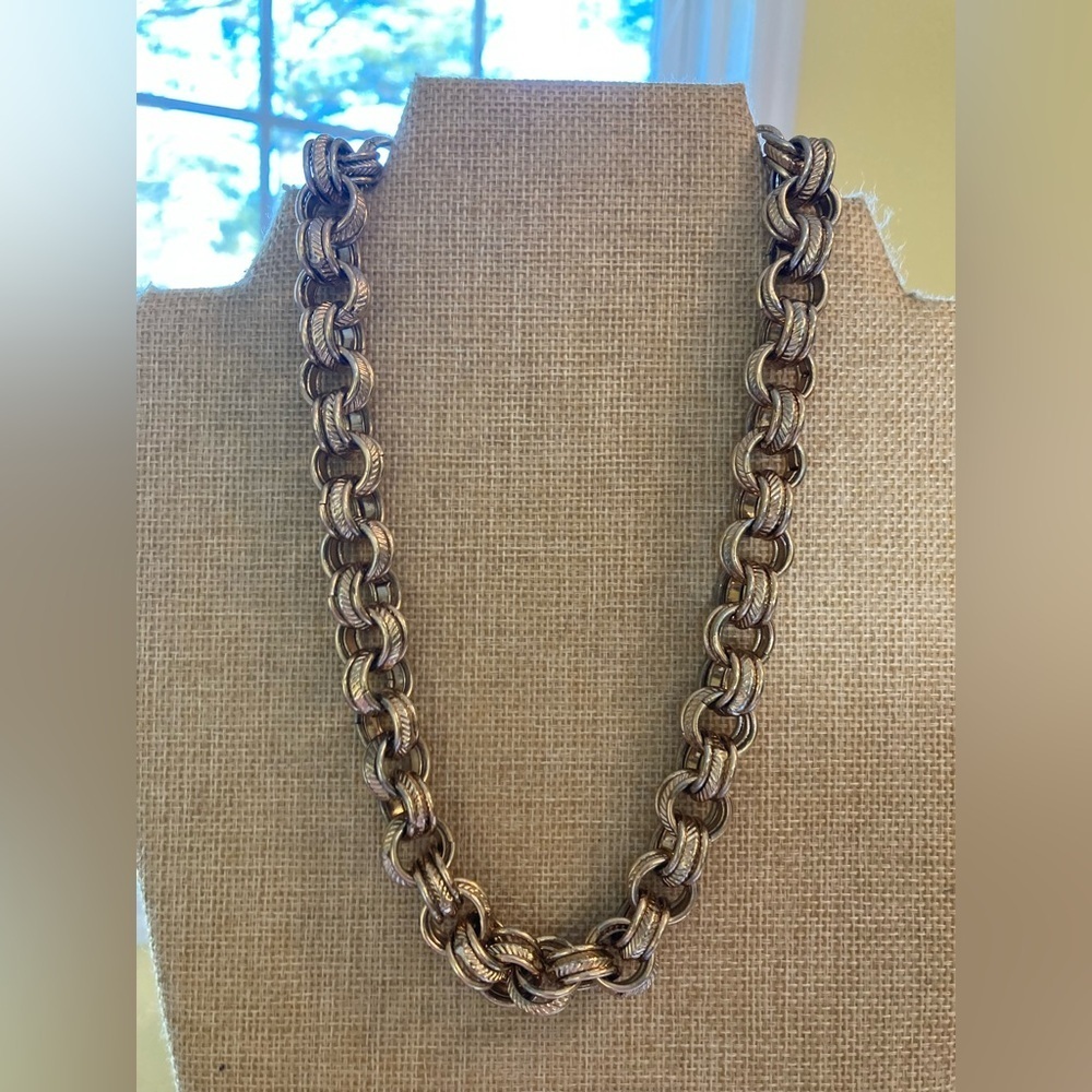 Chunky Two Tone‎ Link Vintage Necklace - Picture 6 of 6